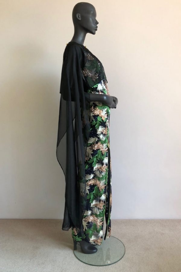 AYANDA CAPE LONG OVER ZIP TUNIC GOWN