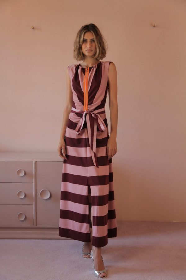 Max dress burg/pink stripe ponti knit