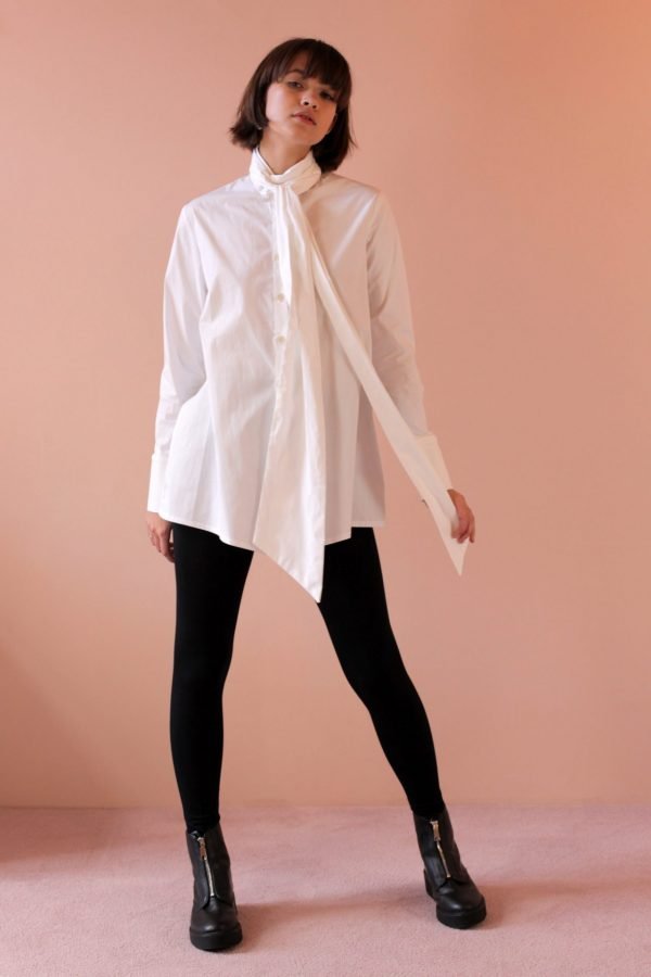 Frill Back Shirt With Tie Belt